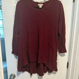 Style & Co. Red Relaxed 3/4 Sleeve Tunic